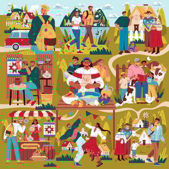 Slow Travel. Flat Illustration vector