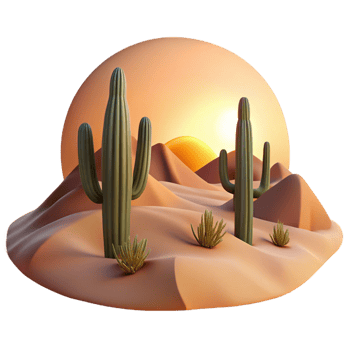 magnificent contemporary A Desert Landscape at Sunset with Cacti high resolution png