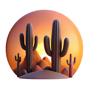 beautiful abstract A Desert Landscape at Sunset Cacti Silh 4K png