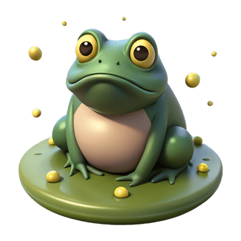 serene vintage Grumpy Bullfrog on a Lily Pad detailed png