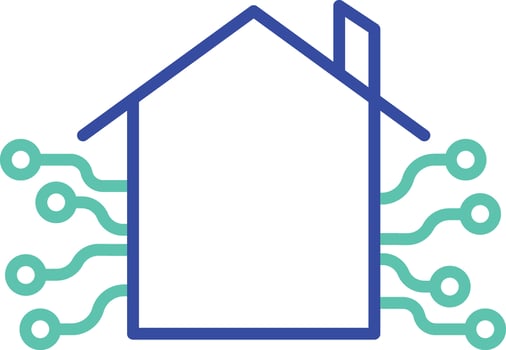 home technology outline dual color illustration icon design vector