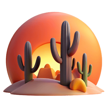magnificent artistic A Desert Landscape at Sunset Cacti Silh high quality png