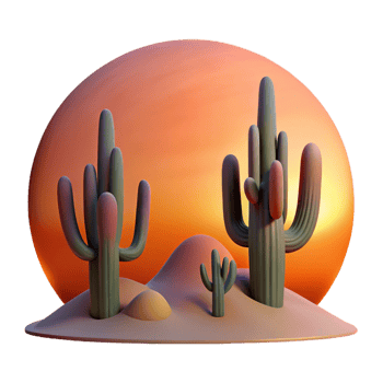 wonderful rustic A Desert Landscape at Sunset Cacti Silh authentic png