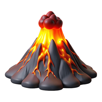 impressive artistic Volcano Eruption at Night Dramatic Lava Flow 4K png