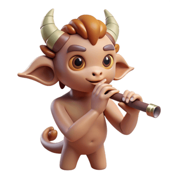 vibrant vintage A Mischievous Satyr Playing a Flute in A exclusive png