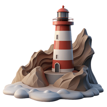 elegant classic Lighthouse on a Rocky Cliff genuine png