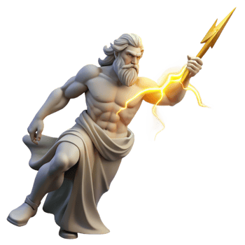 dramatic creative Zeus Hurling a Thunderbolt Dynamic Pose high resolution png