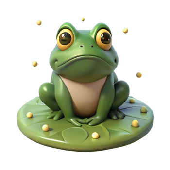 stunning vintage Grumpy Bullfrog on a Lily Pad high quality png