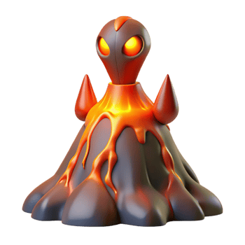beautiful vintage Elemental Spirit Emerging from Volcano original png