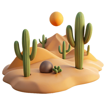 elegant creative Desert Landscape with Cacti genuine png