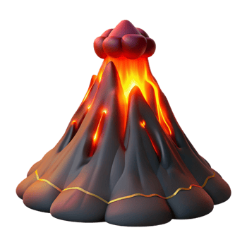 extraordinary artistic Volcanic Eruption at Night detailed png