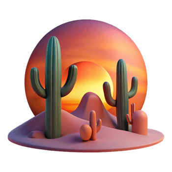 stunning artistic A Desert Landscape at Sunset Cacti Silh exclusive png