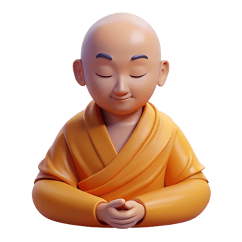 serene abstract Portrait of a Serene Buddhist Monk Medi premium png