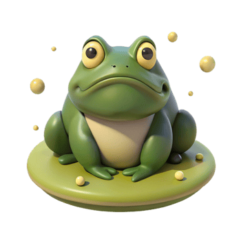 elegant vintage Grumpy Bullfrog on a Lily Pad high resolution png