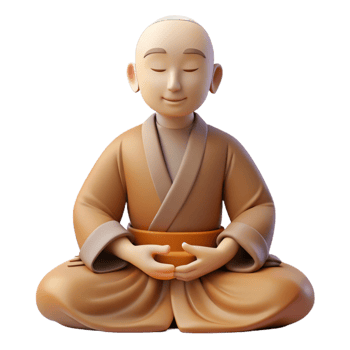 serene artistic Portrait of a Serene Monk in Simple Robe exclusive png