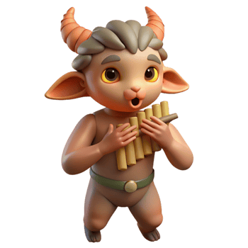 magnificent vintage A Playful Satyr Playing a Pan Flute Idyl professional png