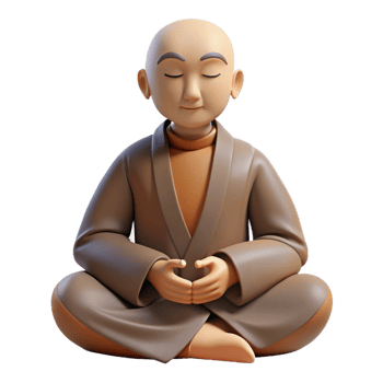 dramatic abstract Portrait of a Serene Monk in Simple Robe authentic png
