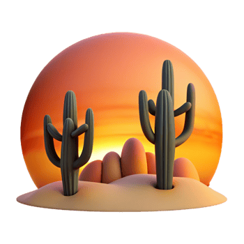 serene rustic A Desert Landscape at Sunset Cacti Silh authentic png