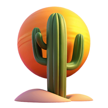 serene creative A Desert Cactus at Sunset Warm Hues And premium png