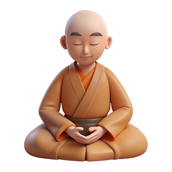 dramatic modern Portrait of a Serene Monk in Simple Robe authentic png