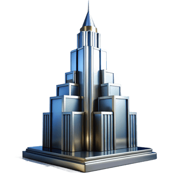 dramatic vintage Art Deco Skyscraper Chrome and Glass Sha png