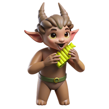 magnificent vintage A Playful Satyr Playing a Pan Flute Idyl exclusive png