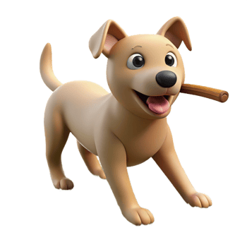 elegant rustic A Playful Dog Fetching a Stick Park Set png