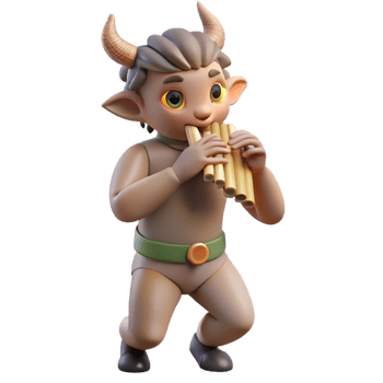 beautiful classic A Playful Satyr Playing a Pan Flute in A genuine png