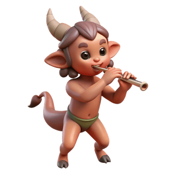 elegant minimalist A Mischievous Satyr Playing a Flute in A high resolution png