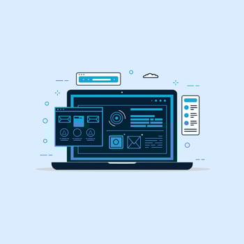High-Tech Laptop Screen Featuring Digital Innovation vector