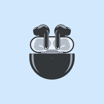 Portable Earbuds with a Stylish Charging Case Design vector