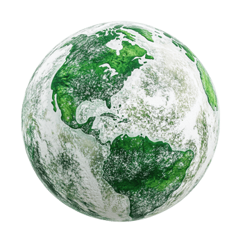 Green and White Stylized Earth Globe png