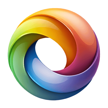 Circular Rainbow Logo with 3D Twisted Ring and Smooth Gradient Transitions png
