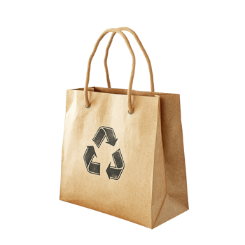 Eco-Friendly Paper Shopping Bag with Recycling Symbol png