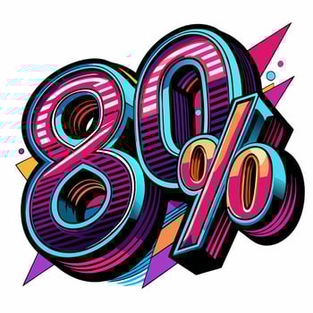 Bold 80 Percent Retro Pop Art Illustration with Vibrant Colors vector
