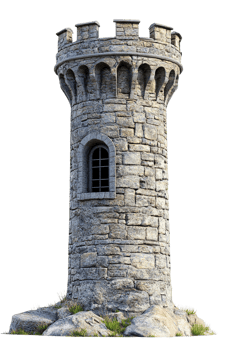 Medieval Stone Tower with Crenelated Top png