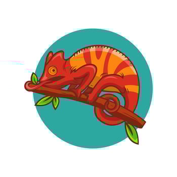 Bold Chameleon Logo with Vibrant Cartoon Style Illustration vector