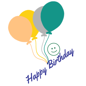 Happy Birthday Balloons with Smiling Face png