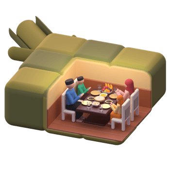 3D Illustration Family Gathering to Pray before Suhoor or Iftar in Ramadan png