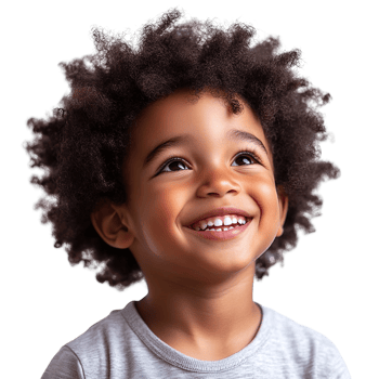 cute little African American boy smiling and laughing with Afro hair isolated on transparent background png