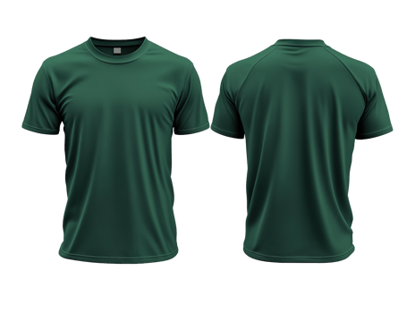 dark green sports t-shirt, jersey template design with front and back isolated on transparent background png