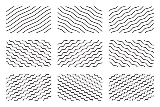 Geometric vintage Zigzag Lines patterns set collections. Border Doodle design illustration. vector