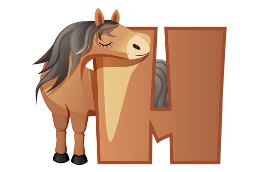 Cartoon Horse and letter H. Card for education. Education Flashcard png