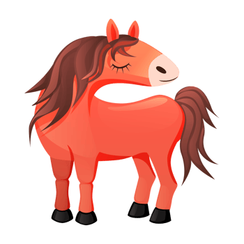 Red Horse cartoon isolated. Horse Character png