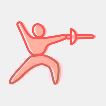 Icon fencing. Olympics Sports elements. Icon in two tone style. vector