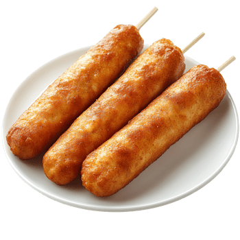 Delicious Corn Dogs Plate isolated on transparent background png