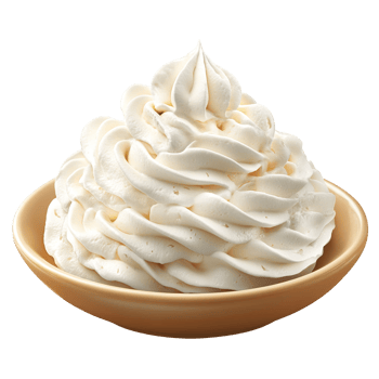 Delicious creamy whipped cream on a plate isolated on transparent background png