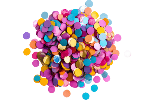 Colorful confetti pile for celebration and decoration png