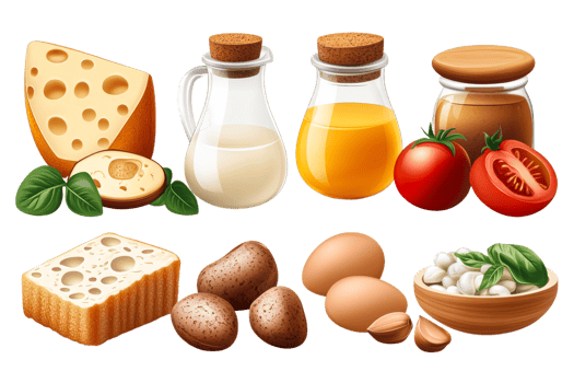 Colorful collection of fresh ingredients for cooking meals png