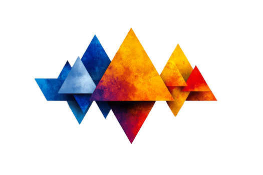 Colorful geometric triangles on a transparent bg png